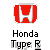 Red shield-shaped icon with white 'H' symbol above black pixelated text reading 'Honda Type R' on gray background.