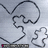Pixelated image showing two heart outlines on a light gray background with text overlays expressing love for various names.
