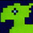A 48x48 pixel buddy icon split into two sections: a green abstract shape on the left and text on the right, with visible dithering and low-resolution rendering.