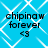 Blue background with white diamond-shaped lattice pattern, black text reading 'chipinaw forever <3' in four quadrants, no visible animation changes.