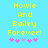 Yellow pixelated text on light blue background with pink and purple asterisks below, two identical side-by-side versions of the same design.