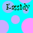 A static image with a bright cyan background featuring overlapping semi-transparent circles in pink and light purple, each containing the text 'Kassidy' in dark green pixelated font.