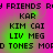 Pixelated text on pink and green gradient background with repeated names and partial phrases