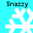 Four white pixelated snowflakes on cyan background with "Snazzy" text above each, varying in branch structure and symmetry.
