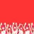 Red background with white pixelated shapes resembling hands or abstract forms at the bottom edge.
