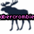 Two pixelated moose icons with dark blue bodies and pink text overlays on black backgrounds.