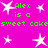 Pixelated green text reads "Alex is a sweet cakesweet cake" on bright pink background with white star shapes.