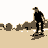 Animated contact sheet showing a skateboarder performing tricks across 22 frames with consistent sepia-toned color scheme and pixelated style.