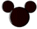 Dark brown Mickey Mouse head silhouette with two circular ears and a large central circle, some frames featuring yellow downward-pointing arrows on the face.