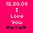 Pixelated text 'I Love You.' on bright pink background with five heart symbols below, two versions showing slight animation differences.