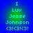 Pixelated text reads 'I Luv Jesse Johnson <3!<(3!(3!' on a blue background with green gradient glow, displayed in four identical