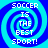 Four identical pixelated spiral patterns with blue and cyan colors, each containing the text "SOCCER IS THE BEST SPORT!" in white block letters.
