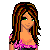 Pixel art contact sheet showing multiple views of a female character in club attire with pink text overlays and partial body frames.