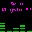 Pixelated text and green bar graphs on black background with repeated 'Sean Kingston!!!' in pink.