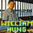 A 4-frame contact sheet of a pixelated animated icon featuring William Hung in various poses behind bars with repeated text overlay.