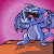 Animated contact sheet of a blue Shoyru character from Neopets with green text "MUTANT" and partial "MU", "MUTA", "MUTAL" across frames on pink background.