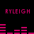 Pixelated pink text and bar graphs on black background, with two of 'RYLEIGH' text and bar graph patterns