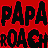 Animated contact sheet of six frames showing Papa Roach band imagery with red text, a woman in white dress, and baby wearing headphones on red background.