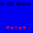Blue background with black pixelated text and red/purple star-like shapes arranged in two horizontal groups.
