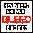 A 3x3 contact sheet of nine animated frames showing a pixelated text-based animation with the phrase "HEY BABY, CAN YOU BLEED LIKE ME?" where the word "BLEED" changes color across frames.