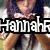 A pixelated image of a person with long dark hair in two poses, overlaid with bold text reading "HannahR loves tumblr".