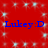 Red background with light blue sparkles and four instances of blue text reading "Lukey:D" arranged in two