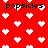 Red background with white pixelated hearts and repeated black text 'popsicles' in a pattern