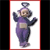 Pixelated character in purple outfit with light-colored belly, arms raised, standing against white background with red border.