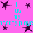 A static image with a bright pink background featuring dark purple star shapes and cyan text reading "i luv my hockey player" repeated across the composition.