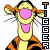 A 6-frame animated contact sheet of Tigger from Winnie the Pooh, showing sequential mouth and eye movements across frames with vertical "TIGGER" text on the right side.