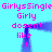 Pixelated cyan background with pink text repeating 'GirlysSingle Girly dosent like it.' around a central blue frame structure.