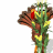 Animated turkey with brown feathers, red wattle, and yellow beak stands among green stalks with yellow flowers, turning its head from left to right across frames.
