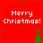 Red square icon with green dotted border displaying 'Merry Christmas!' text and alternating green tree symbols.