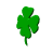 A contact sheet of 10 animated frames showing a green shamrock icon in various stages of rotation and orientation against a white background with one gray rectangle.