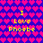Pixelated icon with blue background and pink heart pattern, yellow text reading "I Love Phoebe" repeated twice.