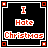 A static contact sheet of 18 identical animated frames showing a black square icon with red and white text reading "I Hate Christmas" in pixelated font, bordered by a decorative frame with orange corner accents.
