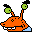 Six pixel-art character heads in a on gray background: orange alien with green antennae, purple-haired figure, yellow cat-like creature, brown-haired masked person, muscular man with glasses, and Bart Simpson