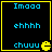 Four identical display blue pixelated text and a yellow Pac-Man icon on black backgrounds with yellow borders