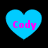 Four blue heart-shaped icons with pink text "Cody" on a black background, each with distinct pixelation and edge clarity variations.
