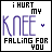 six showing a static image with text 'i HURT MY KNEE FALLING FOR YOU' and a small purple heart, where the rightmost is grayed out