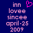 Pixelated text on dark blue background with pink heart symbol above 'inn' in left view, no heart in right view.