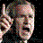 Pixelated image of a person with raised hand, blue text reading "He's Saying: NOTHING" and "LOUDY SPEECH!" on black background.