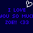 Dark blue background with pixelated text and a white heart symbol above the text.
