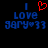 Pixelated blue text reads "I love gary" with a red heart symbol above the 'I', and a second identical text block to the right.
