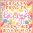 A 48x48 pixel animated contact sheet showing two frames of a colorful, text-heavy buddy icon with orange and pink lettering over a pastel background featuring hearts and abstract shapes.