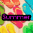 Pixelated beach scene with colorful flip-flops and text reading 'Summer is comin! set up your PLAYDATES' in various colors.
