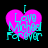Four identical pixelated heart-shaped icons with cyan text reading "I Love Michael Forever" on a black background.
