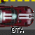 Animated sequence of red and white vehicle icons with 'GTA' text below each, showing motion blur and partial visibility changes across frames.