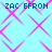 Pixelated cyan background with pink diamond-shaped patterns and dark blue text reading 'ZAC EFRON' repeated four times.