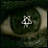 A pixelated eye with a star-shaped pupil transitions from an open state to a closed state, showing eyelid movement.